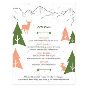 These Wilderness Plantable Menu Cards are printed on carrot paper!
