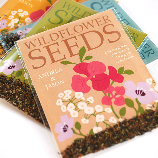 Seeds Included PRINTED Soft Pastel Floral Personalized Wedding Reception Favors Wildflower Seed Packets