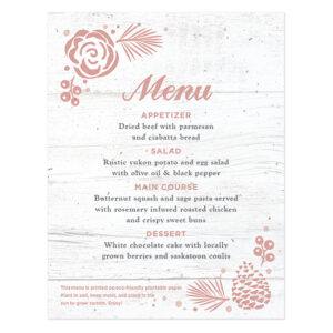 These Winter Wonderland Plantable Menu Cards are embedded with NON-GMO seeds that grow fresh and delicious carrots when planted in a pot or garden.