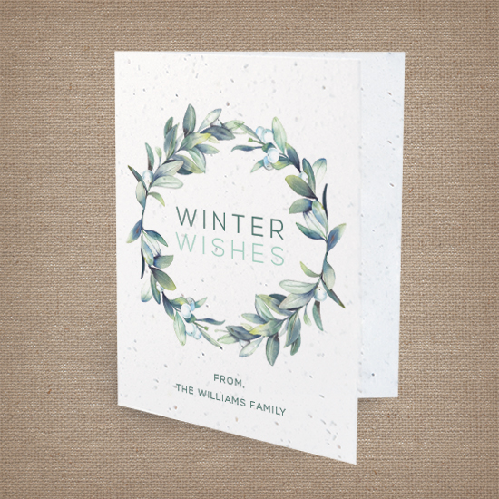 Beautifully illustrated personalized seed paper holiday cards.