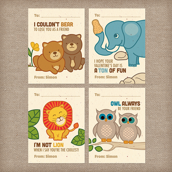 Personalized Zoo Animal Valentine's Cards - Botanical PaperWorks