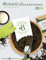 Cover of the 2024 Plantable Promotions Catalog from Botanical PaperWorks showing planting seed paper in soil.