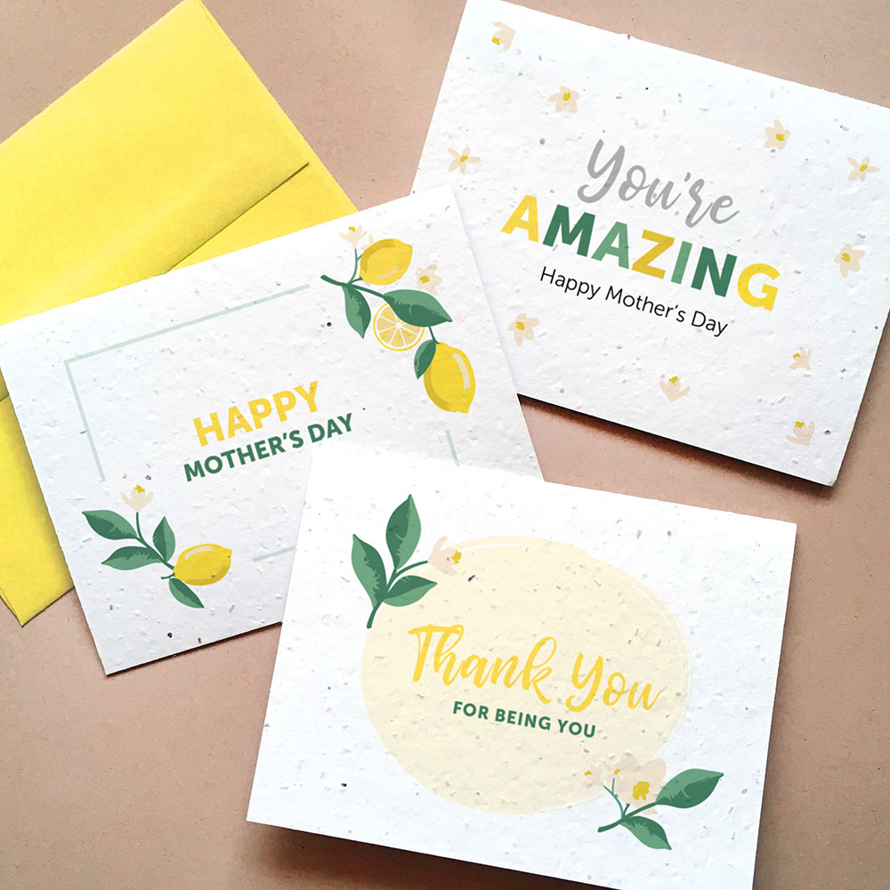 Set of seed cards with Mother's Day designs