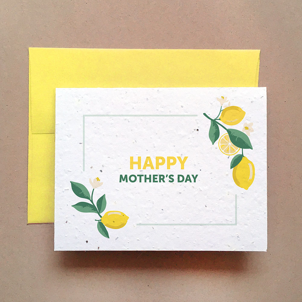 Mother's Day seed card with bright yellow envelope