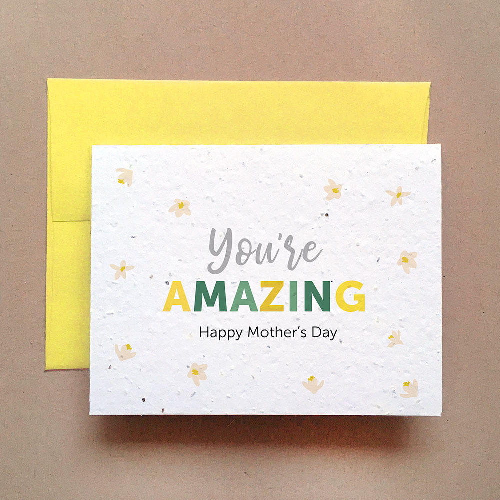 Mother's Day seed card with bright yellow envelope