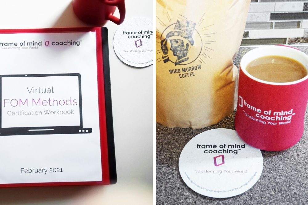 Plantable seed paper coaster gifts for Frame of Mind Coaching's online event
