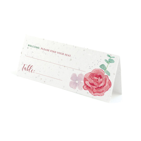 Floral place card design on seed paper.