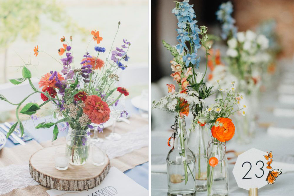 wildflower wedding table centrepieces