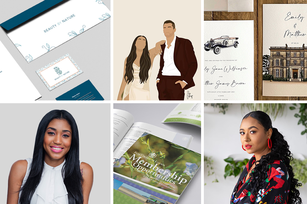 BIPOC graphic designers for business promotions and wedding illustrations