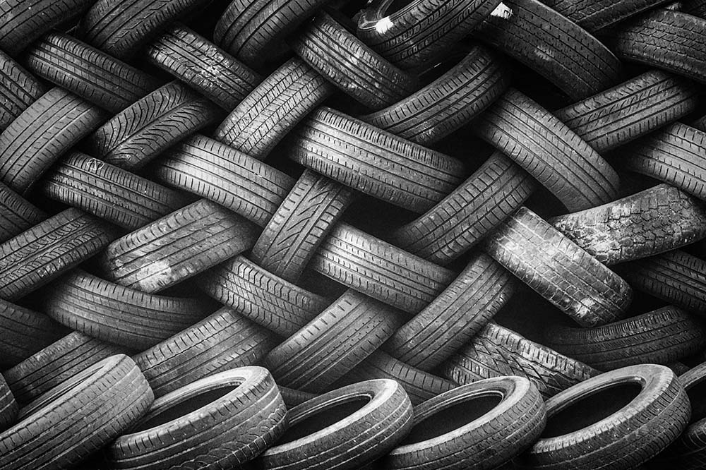 piled vehicle tires