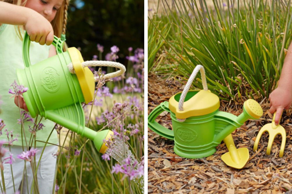 kids watering can made out of recycled plastic