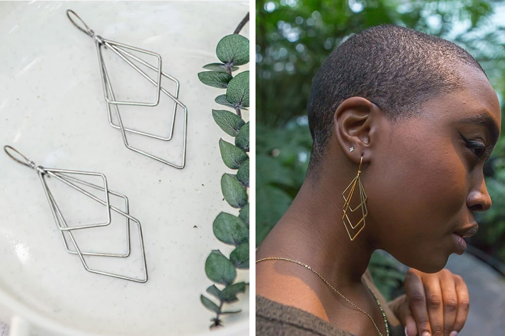 earrings made out of recycled metals