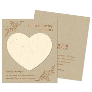 Delicate Leaves Memorial Cards With Seed Paper Heart
