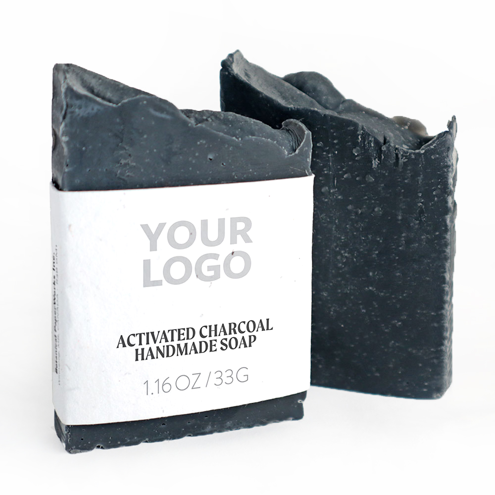 Activated charcoal handmade promotional soap from Botanical PaperWorks