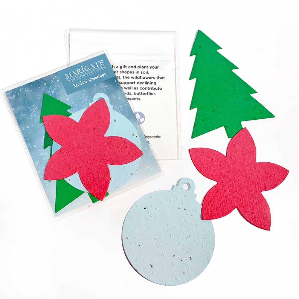 A festive seed paper shape pack with 3 colorful shapes to plant and grow