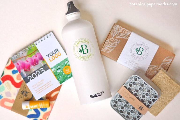 corporate holiday gift ideas including seed paper calendars and handmade soap gift set from Botanical PaperWorks