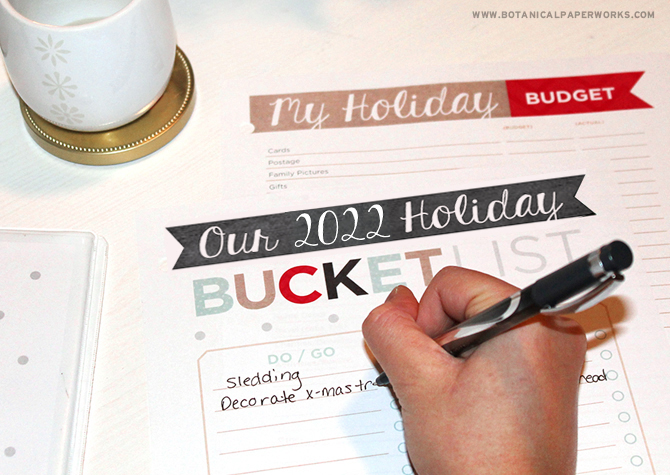 2022 holiday planner with bucket list and budget