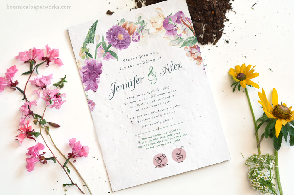 custom seed paper wedding invitation featuring downloadable freebie editable icons for designs 