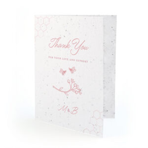 Seed paper thank you card for weddings with two honey bees