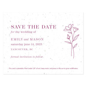 minimalist floral save the date card