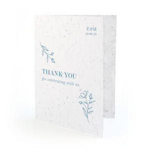 Seed paper thank you card with a minimalist, floral design.