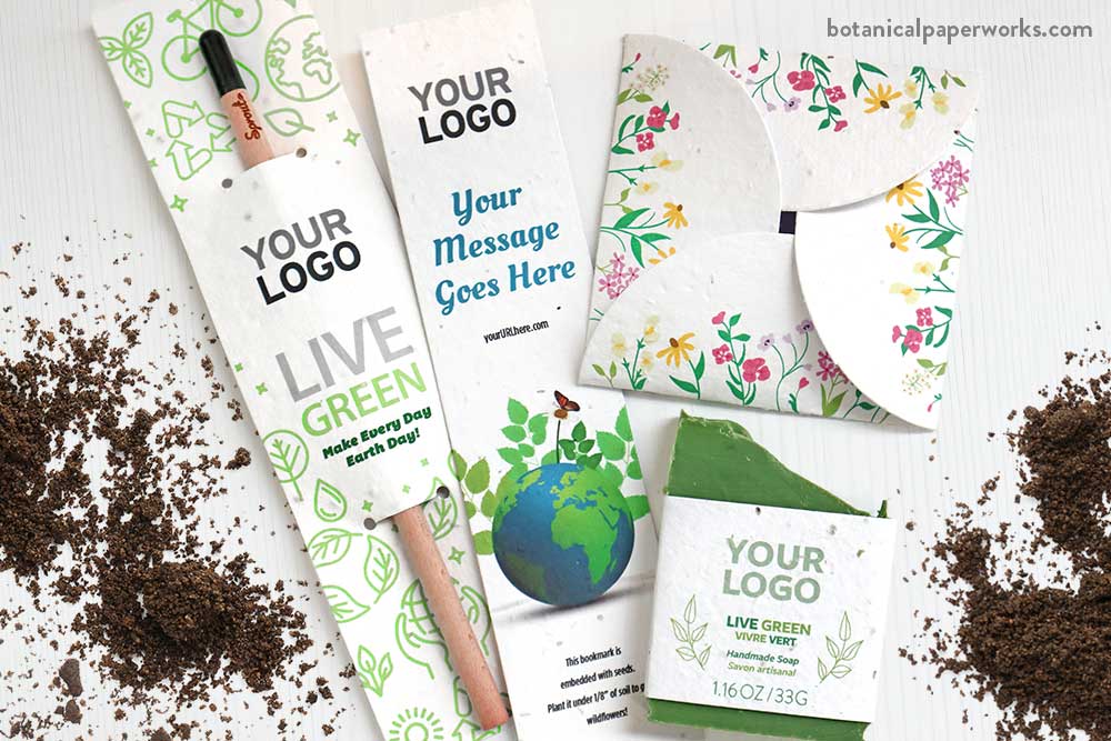 A mix of seed paper promotions with Earth Day designs