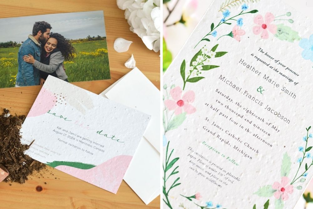 seed paper wedding save the date and invitation from Botanical PaperWorks