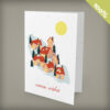 Seed paper holiday card with a cozy village of homes on the front