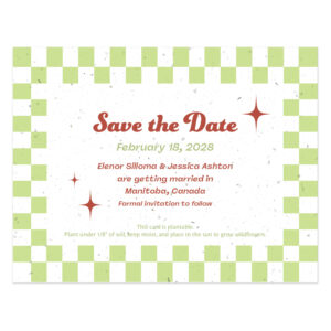 Funky Retro Seed Paper Save the Date Card