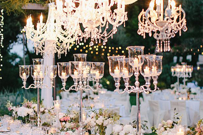 Whether they use chandeliers, candles, lanterns or string lights, creative lighting is key in creating a dreamy atmosphere for #wedding ceremonies and receptions. See more of our favorite wedding trends for 2016! #brides #bridetobe