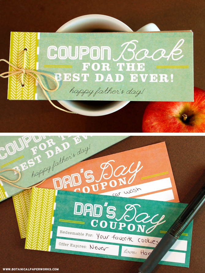 Leave this coupon book next to dad's morning coffee for an extra special surprise this Father's Day.