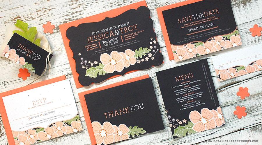 Seed paper wedding stationery designs WIN BEST OVERALL WEDDING STATIONERY SUITE from the 2014 Canadian Wedding Industry Awards!