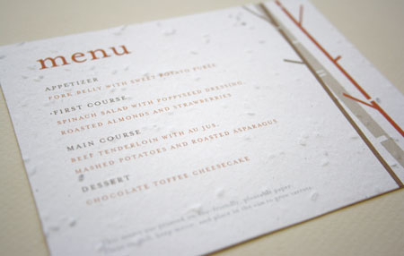 birch plantable menu card