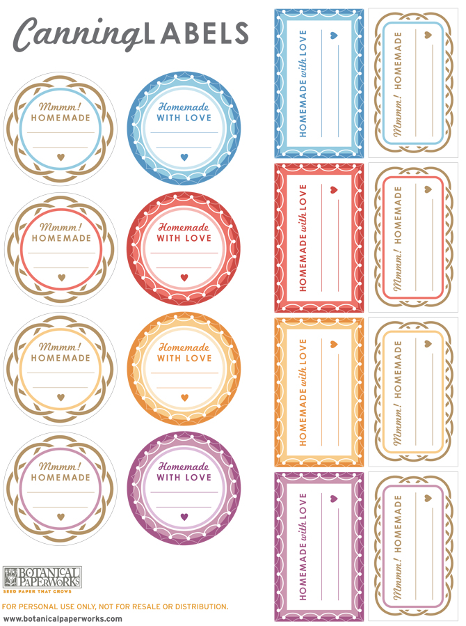 Love the cute patterns and great colors of these free printable canning labels - there's one for each of my favorite jam flavours!