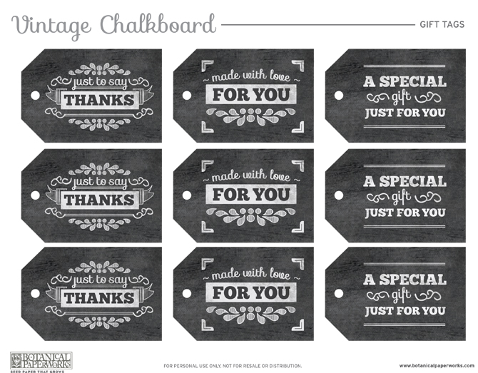 In love with these Free Printable Vintage Chalkboard Gift Tags from Botanical PaperWorks