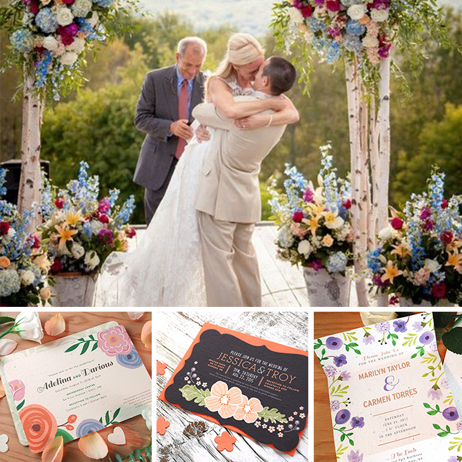 Find out which #seedpaper #weddinginvitations match your wedding style, like this #floral theme + floral invitations!