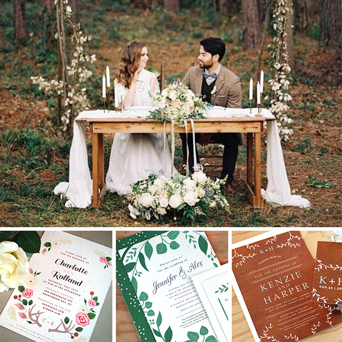 Find out which #seedpaper #weddinginvitations match your wedding style, like this #woodland theme + woodland invitations!