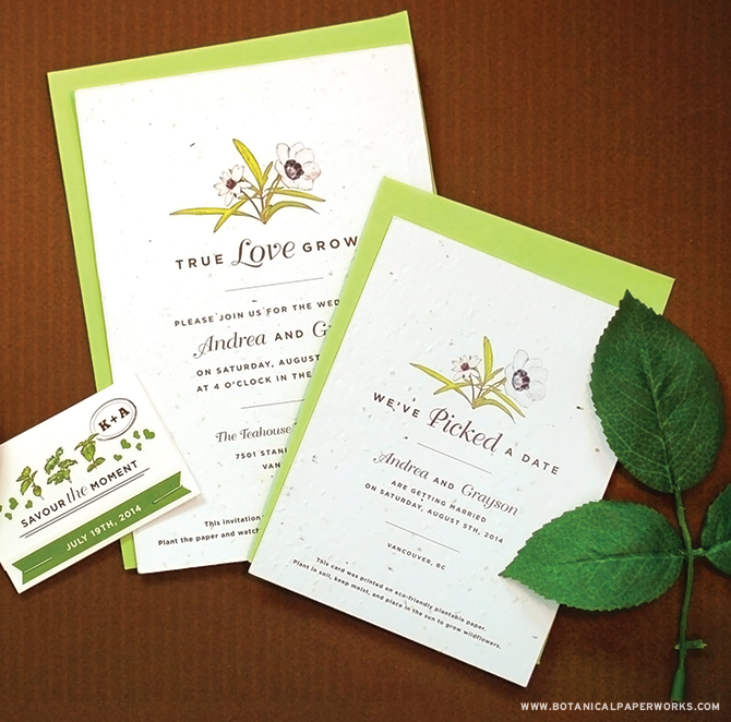 Seed paper wedding stationery is perfect for couples looking to have eco-friendly weddings.