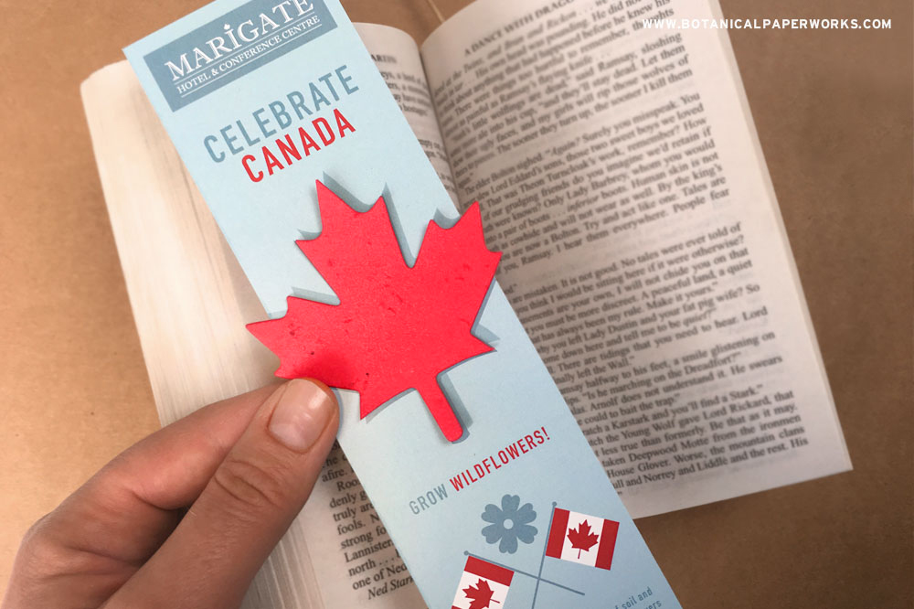The Maple Leaf is a symbol of Canadian pride and strength. Share it in a unique way this Canada  Day as a seed paper shape attached to your promotional message and branding.