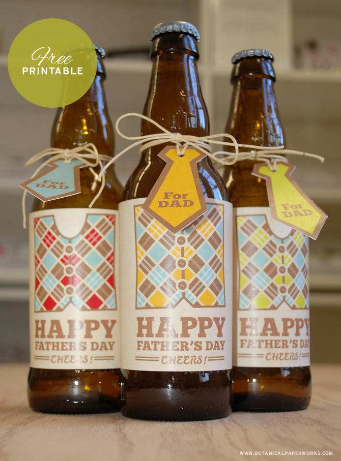 Love these! Free Printable Father's Day Beer labels and tags from the stylists at Botanical PaperWorks.