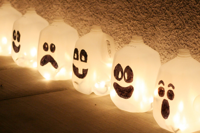 Make these milk jug ghosts and see other Halloween upcycle crafts.