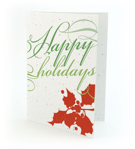Holly Happy Holidays Plantable Personalized Christmas Cards