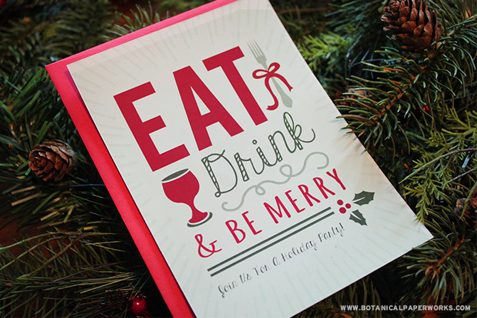 Download this FREE printable holiday party invitation with matching party decor to help you prepare a beautiful holiday party.