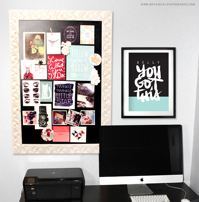 Find out how to create your own inspiration board for your home office that will motivate and inspire you each time you look at it. + BONUS FREE PRINTABLES!