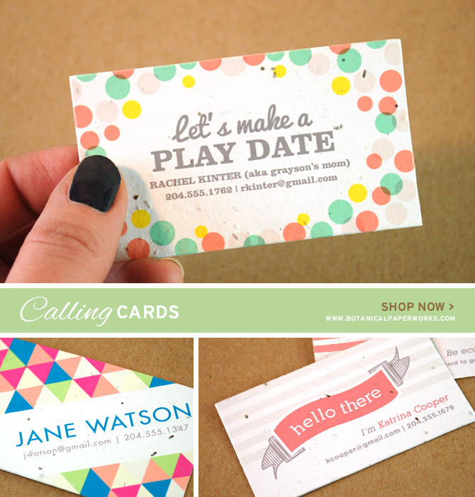 Personalized Seed Paper Calling Cards from Botanical PaperWorks