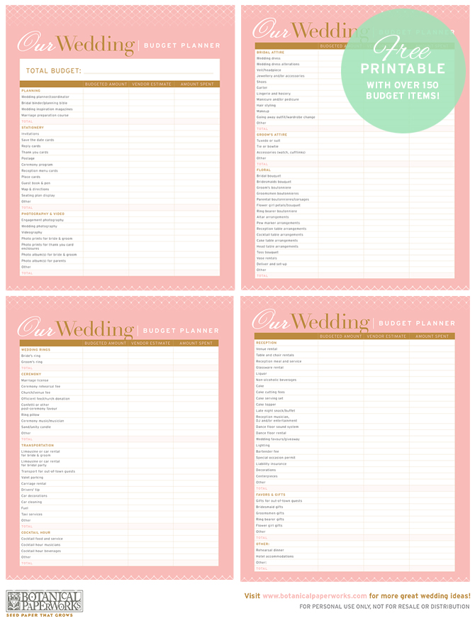 free printable} Wedding Budget Planner - Botanical PaperWorks