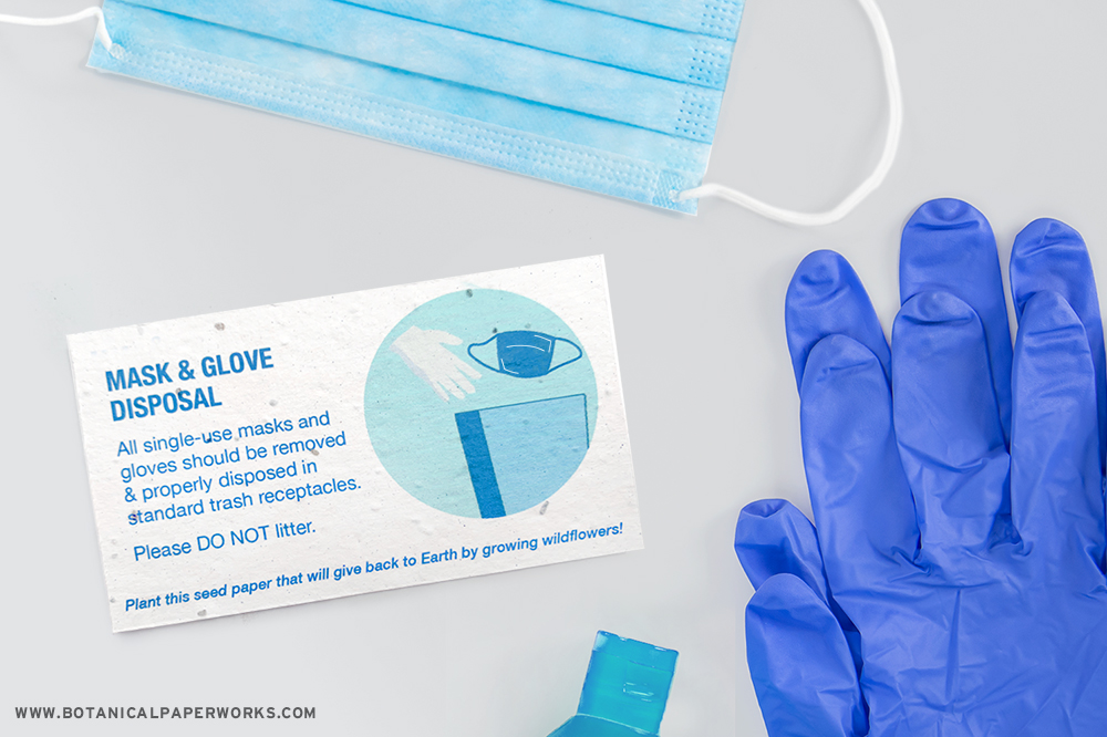 Zero waste seed paper inserts for PPE kits.