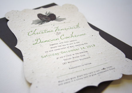 pinecone plantable wedding invitation