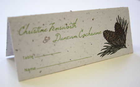 pinecone plantable place card