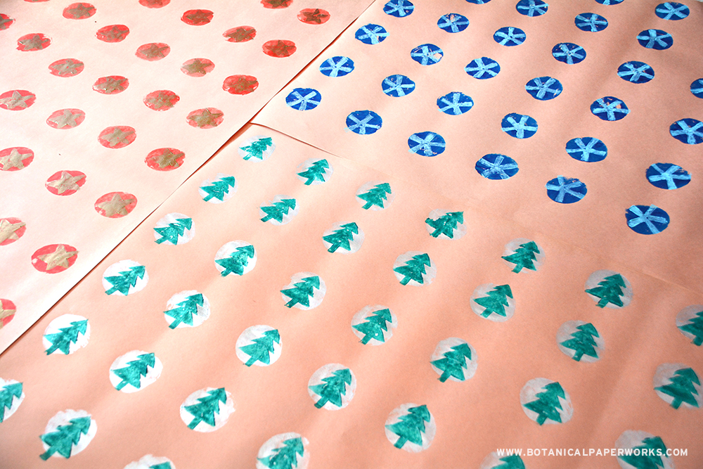 Potato-Print Holiday Wrapping Paper: Step 5